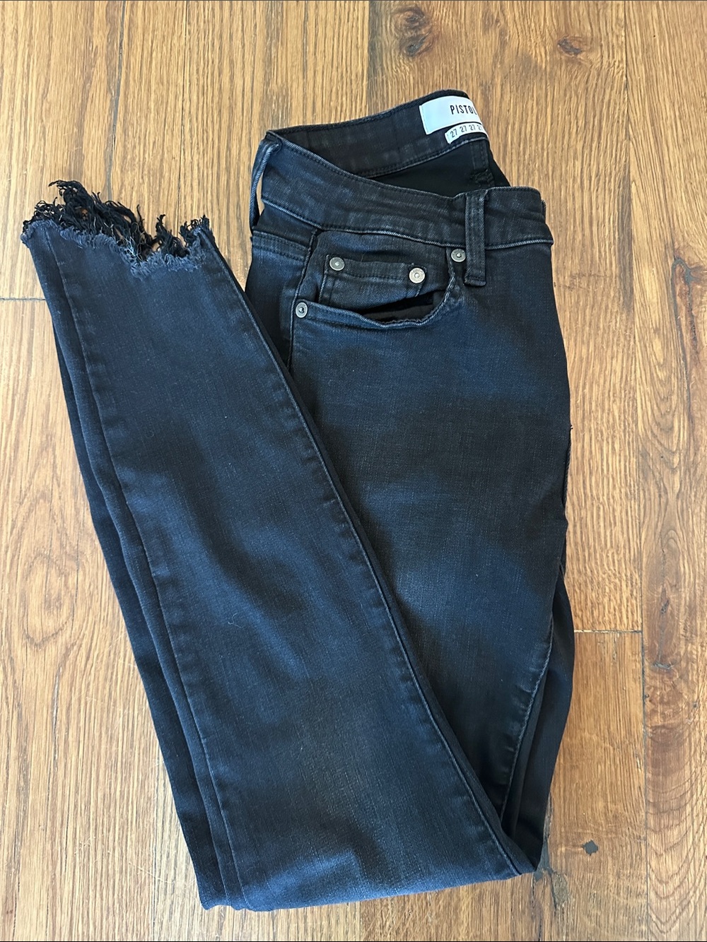 pistola Black Frayed Hem Skinny Jeans